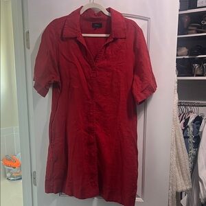 Quince red linen dress size large